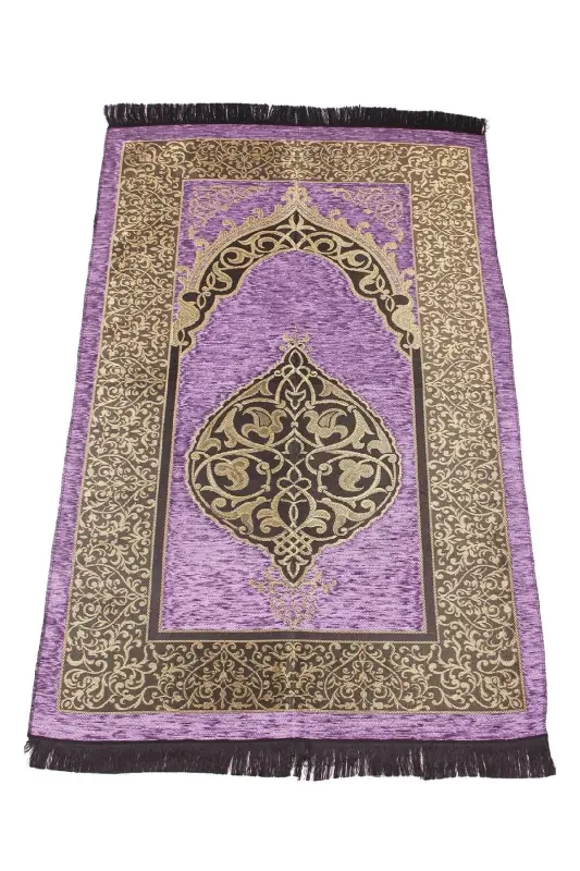 Luxury Ottoman Chenille Prayer Rug - 0170 - Lilac Color-Lilac - 1