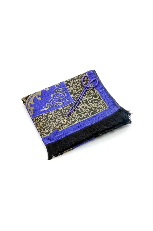 Luxury Ottoman Chenille Prayer Rug Rosary Gift Set Purple-Purple - 3