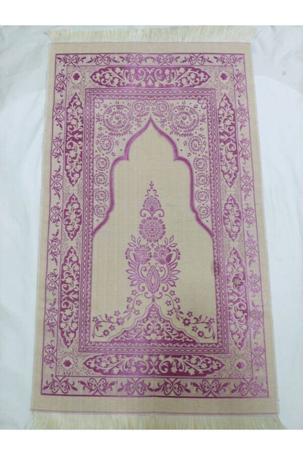 Luxury Ottoman Silk Lilac Pearl Tasbih Prayer Rug Gift Box - 2