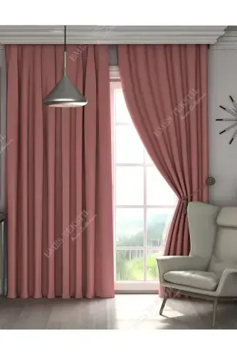 Luxury, Powder Blackout Thick Blackout Sunshade Curtain (W x H UNPLEATED SINGLE WING)-Powder - 1