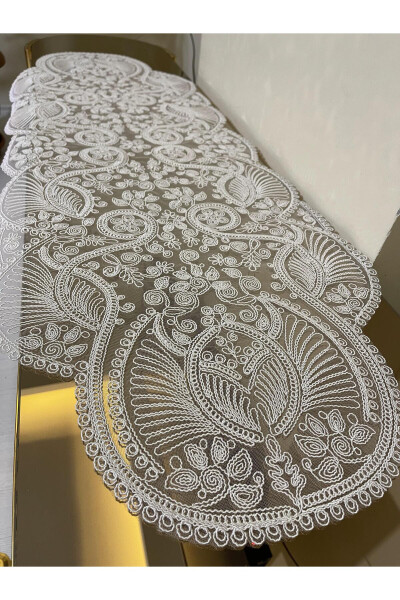 Luxury Runner Living Room Coffee Table Tablecloth French Lace Dowry (WHITE) 1 Piece New Runner (133X45CM) - 5