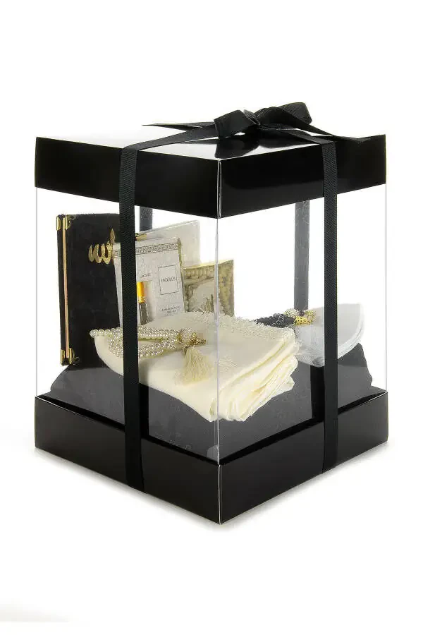 Luxury Special Pvc Boxed Gift Prayer Dowry Rug Set Black - 1