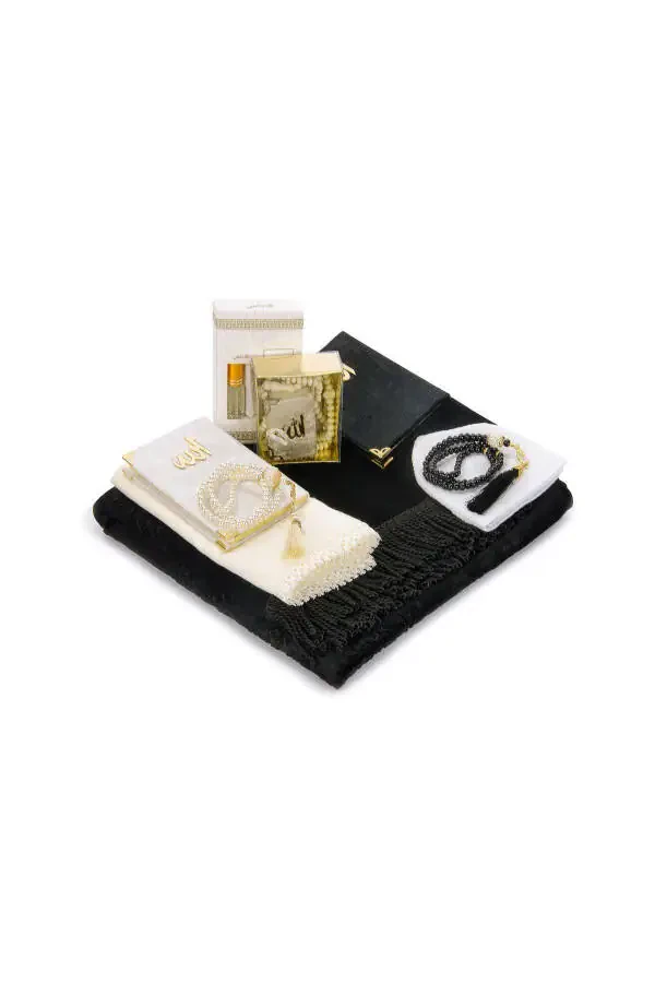 Luxury Special Pvc Boxed Gift Prayer Dowry Rug Set Black - 3