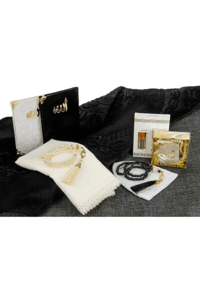 Luxury Special Pvc Boxed Gift Prayer Dowry Rug Set Black - 4