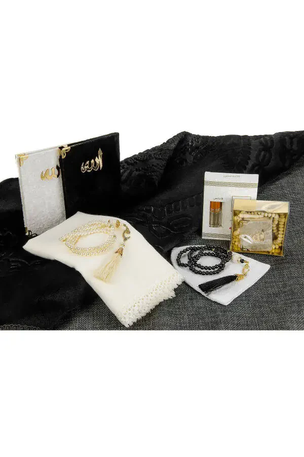 Luxury Special Pvc Boxed Gift Prayer Dowry Rug Set Black - 4