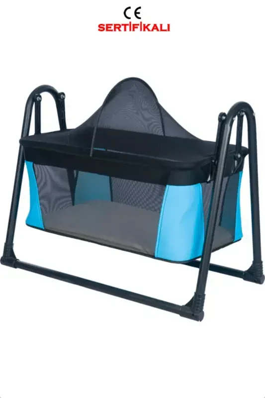 Luxury Swing Portable Setup Basket Crib Bed Cradle-BLUE - 1