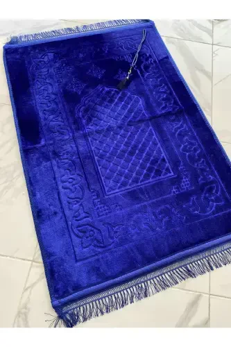 Luxury Thick Soft Plush Non-Slip Base Feature Gift Dowry Prayer Rug Rosary-Blue - 1