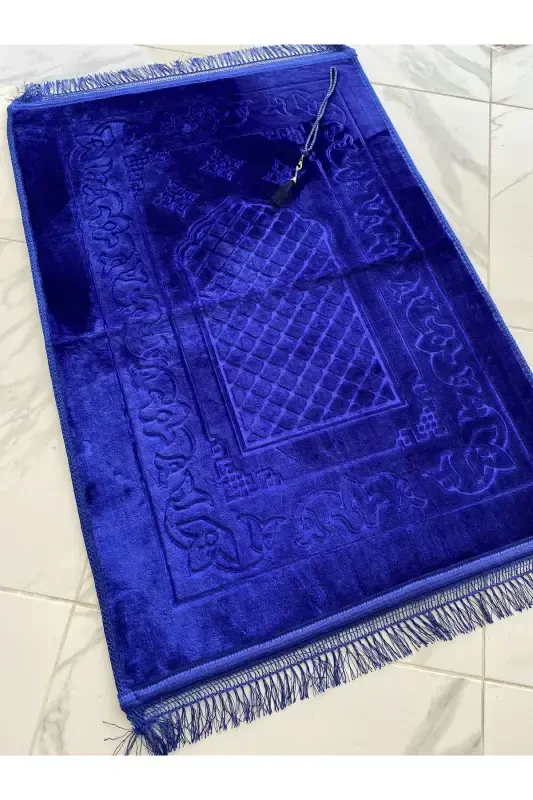 Luxury Thick Soft Plush Non-Slip Base Feature Gift Dowry Prayer Rug Rosary-Blue - AYHANHOME