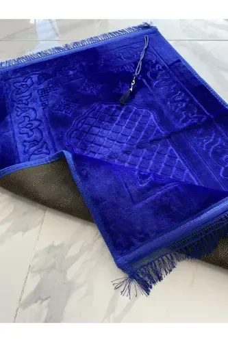 Luxury Thick Soft Plush Non-Slip Base Feature Gift Dowry Prayer Rug Rosary-Blue - AYHANHOME (1)