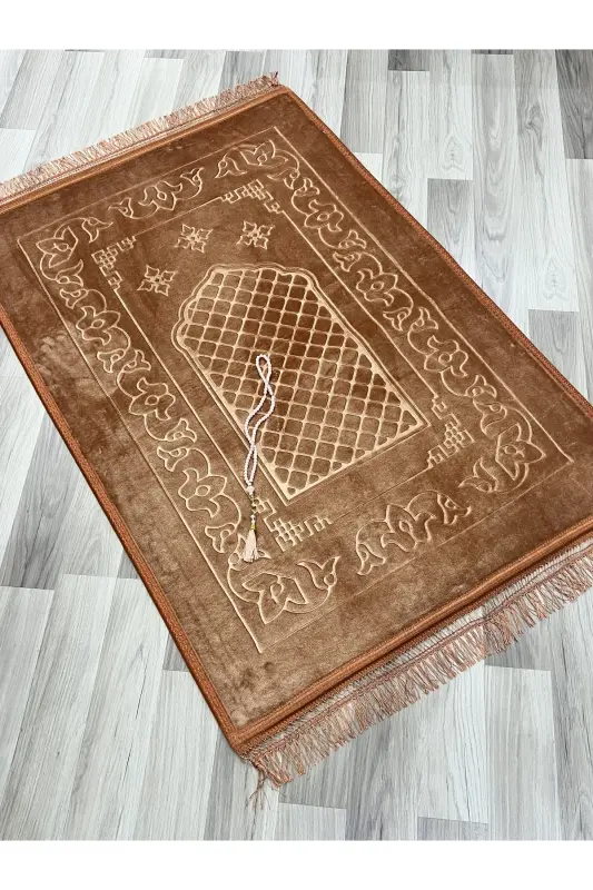 Luxury Thick Soft Plush Non-Slip Base Feature Gift Dowry Prayer Rug Rosary-Brick - 1