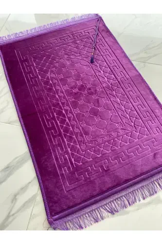 Luxury Thick Soft Plush Non-Slip Base Feature Gift Dowry Prayer Rug Rosary-Purple - 1