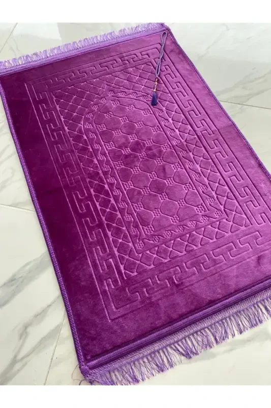 Luxury Thick Soft Plush Non-Slip Base Feature Gift Dowry Prayer Rug Rosary-Purple - AYHANHOME
