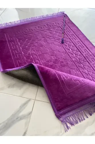Luxury Thick Soft Plush Non-Slip Base Feature Gift Dowry Prayer Rug Rosary-Purple - AYHANHOME (1)