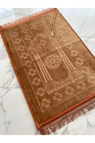 Luxury Thick Soft Plush Non-Slip Base Feature Gift Dowry Prayer Rug Rosary-Yellow 