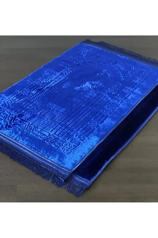 Luxury Thick Soft Plush Prayer Rug Non-Slip Base Dowry Gift-Blue - SECA HOME