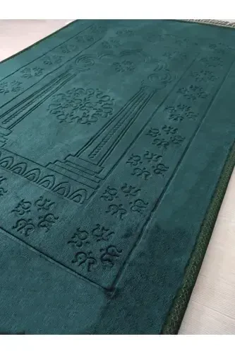 Luxury Thick Soft Plush Prayer Rug Non-Slip Base Dowry Gift-Green - SECA HOME (1)