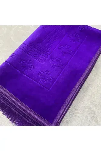 Luxury Thick Soft Plush Prayer Rug Non-Slip Base Dowry Gift-Purple - 1