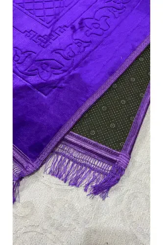 Luxury Thick Soft Plush Prayer Rug Non-Slip Base Dowry Gift-Purple - SECA HOME (1)