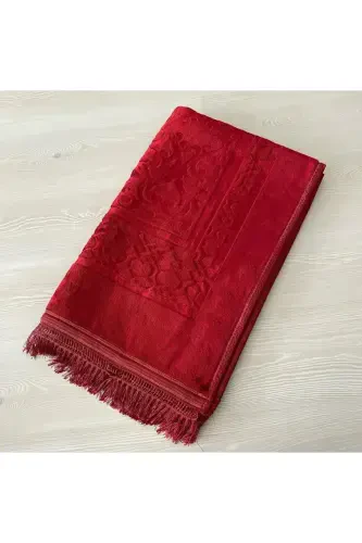 Luxury Thick Soft Plush Prayer Rug Non-Slip Base Dowry Gift-Red - 3