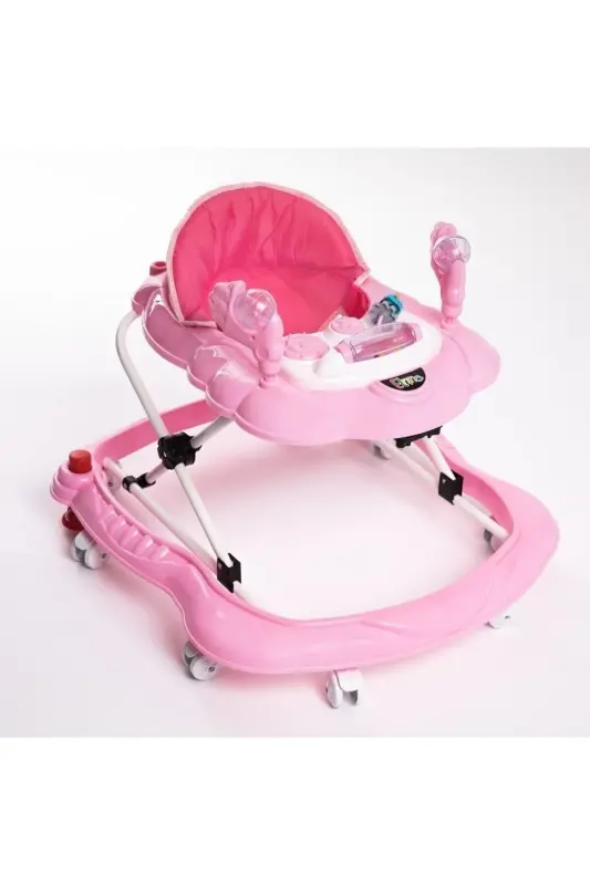 Luxury Toyed Musical 3-Level Spider Baby Walker-Pink - 1