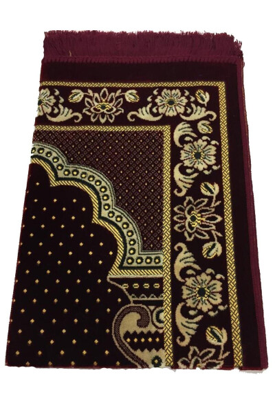 Luxury Velvet Prayer Rug - Burgundy - DOKUMACI (1)