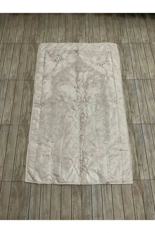 Luxury Velvet Prayer Rug - Velvet Prayer Rug for Dowry Gift - Cappuccino - 1