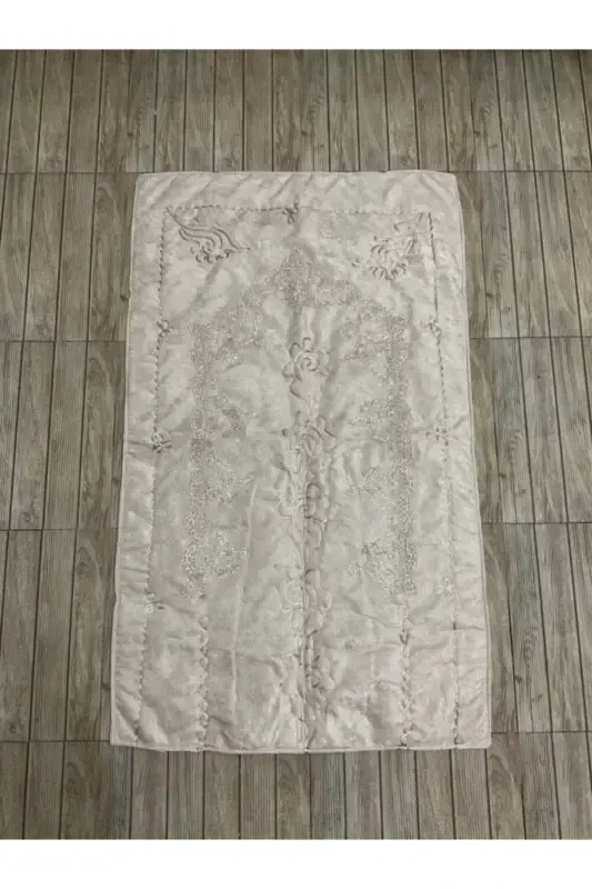 Luxury Velvet Prayer Rug - Velvet Prayer Rug for Dowry Gift - Cappuccino - 2