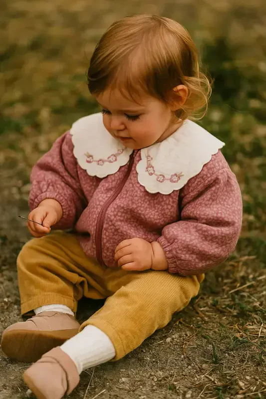 Luzern Welsoft Lace Collar Detailed Baby Girl Cardigan (12-36 months) - 1