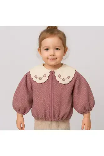 Luzern Welsoft Lace Collar Detailed Baby Girl Cardigan (12-36 months) - 3