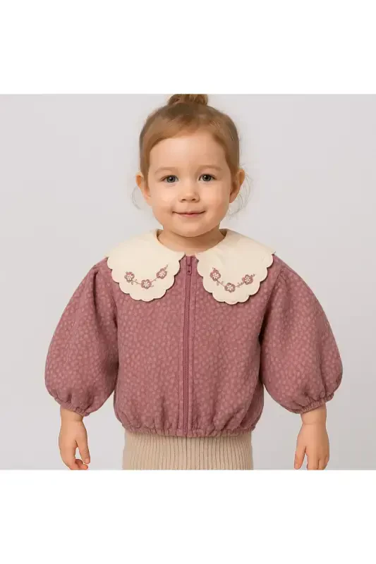 Luzern Welsoft Lace Collar Detailed Baby Girl Cardigan (12-36 months) - 3