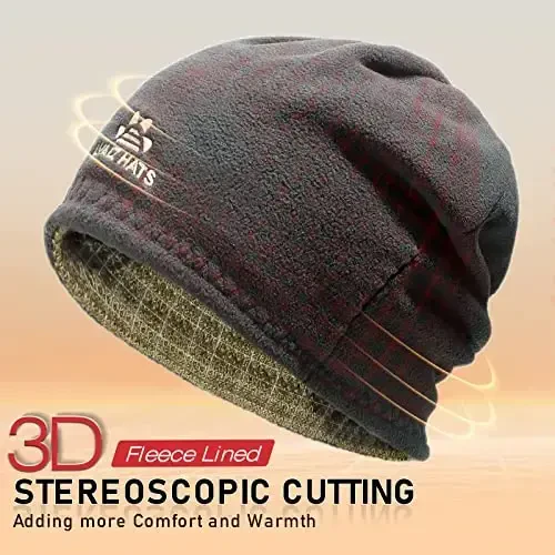 Lvaiz Mens Winter Beanie Hat Warm Fleece Lined Skull Cap for Men Reversible Women Windproof Watch Hat Knit Warm Unisex Beanie - 3
