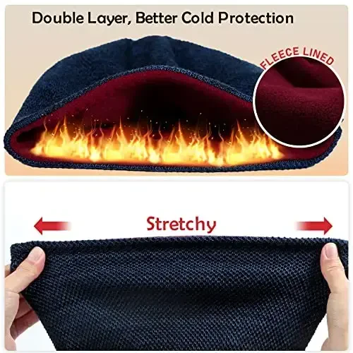 Lvaiz Mens Winter Beanie Hat Warm Fleece Lined Skull Cap for Men Reversible Women Windproof Watch Hat Knit Warm Unisex Beanie - 4