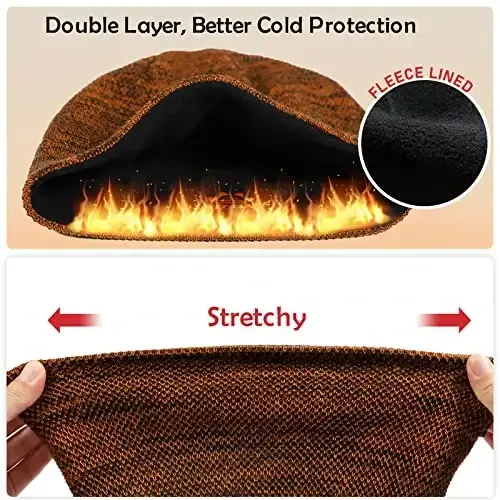 Lvaiz Mens Winter Beanie Hat Warm Fleece Lined Skull Cap for Men Reversible Women Windproof Watch Hat Knit Warm Unisex Beanie - 4
