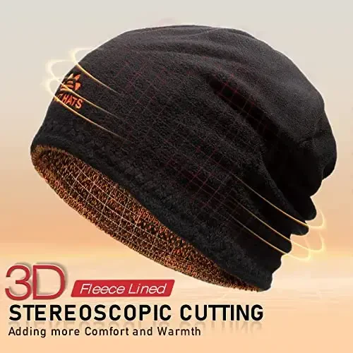 Lvaiz Mens Winter Beanie Hat Warm Fleece Lined Skull Cap for Men Reversible Women Windproof Watch Hat Knit Warm Unisex Beanie - 3