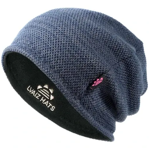 Lvaiz Mens Qishki shapka, erkaklar uchun iliq jun bilan qoplangan bosh suyagi qalpog'i, ayollar uchun shamolga chidamli soat shapka trikotaj iliq unisex shapka - LVAIZ