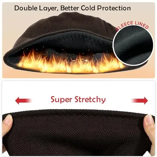 Lvaiz Mens Qishki shapka Erkaklar uchun iliq jun bilan qoplangan bosh suyagi qalpog'i Qaytariladigan ayollar Shamol o'tkazmaydigan soat shapkasi Trikotaj iliq Unisex shapka - 4