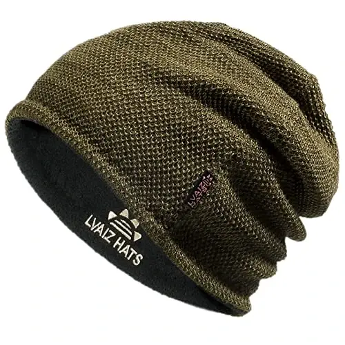 Lvaiz Mens Qishki shapka, erkaklar uchun iliq jun bilan qoplangan bosh suyagi shapkasi, ayollar uchun shamolga chidamli soat shapkasi, trikotaj iliq unisex shapka - LVAIZ