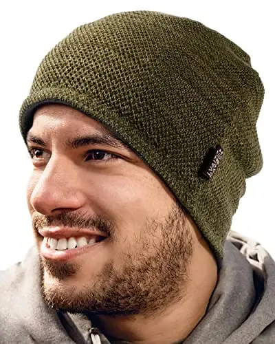 Lvaiz Mens Qishki shapka, erkaklar uchun iliq jun bilan qoplangan bosh suyagi shapkasi, ayollar uchun shamolga chidamli soat shapkasi, trikotaj iliq unisex shapka - LVAIZ (1)
