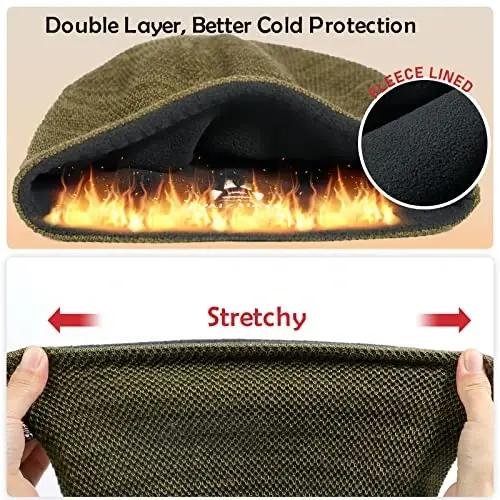 Lvaiz Mens Qishki shapka, erkaklar uchun iliq jun bilan qoplangan bosh suyagi shapkasi, ayollar uchun shamolga chidamli soat shapkasi, trikotaj iliq unisex shapka - 4