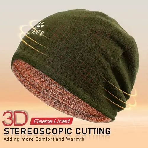 Lvaiz Mens Qishki Shapka Erkaklar uchun issiq fleece astarli bosh suyagi qalpog'i Qaytariladigan ayollar Shamolga chidamli soat shapkasi Trikotaj issiq Unisex Beanie - LVAIZ (1)