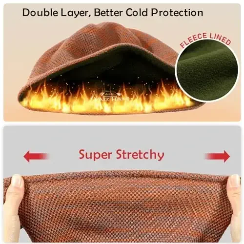 Lvaiz Mens Qishki Shapka Erkaklar uchun issiq fleece astarli bosh suyagi qalpog'i Qaytariladigan ayollar Shamolga chidamli soat shapkasi Trikotaj issiq Unisex Beanie - 4