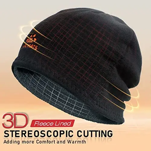 Lvaiz Mens Qishki Shapka Erkaklar uchun issiq Fleece astarli bosh suyagi qalpoq Qaytariladigan Ayollar Shamolga chidamli soat shapkasi Trikotaj issiq Unisex shapka - LVAIZ (1)