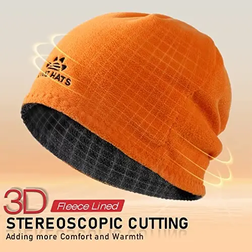 Lvaiz Mens Qishki shapka issiq Fleece astarli bosh suyagi qopqog'i Erkaklar uchun qaytariladigan ayollar shamolga chidamli soat shapkasi Trikotaj issiq Unisex Beanie - 3