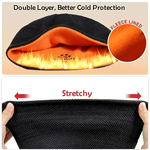 Lvaiz Mens Qishki shapka issiq Fleece astarli bosh suyagi qopqog'i Erkaklar uchun qaytariladigan ayollar shamolga chidamli soat shapkasi Trikotaj issiq Unisex Beanie - 4