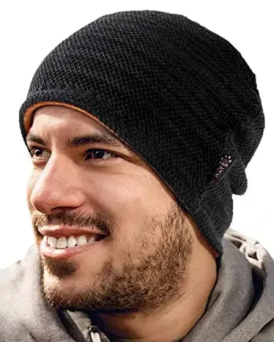Lvaiz Mens Qishki shapka issiq Fleece astarli bosh suyagi qopqog'i Erkaklar uchun qaytariladigan ayollar shamolga chidamli soat shapkasi Trikotaj issiq Unisex Beanie - 2