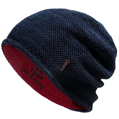 Lvaiz Mens Qishki shapka Issiq jun bilan qoplangan bosh suyagi qalpog'i Erkaklar uchun qaytariladigan ayollar shamolga chidamli soat shapkasi Trikotajli issiq unisex shapka - LVAIZ