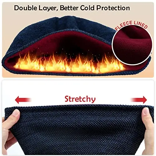 Lvaiz Mens Qishki shapka Issiq jun bilan qoplangan bosh suyagi qalpog'i Erkaklar uchun qaytariladigan ayollar shamolga chidamli soat shapkasi Trikotajli issiq unisex shapka - 4