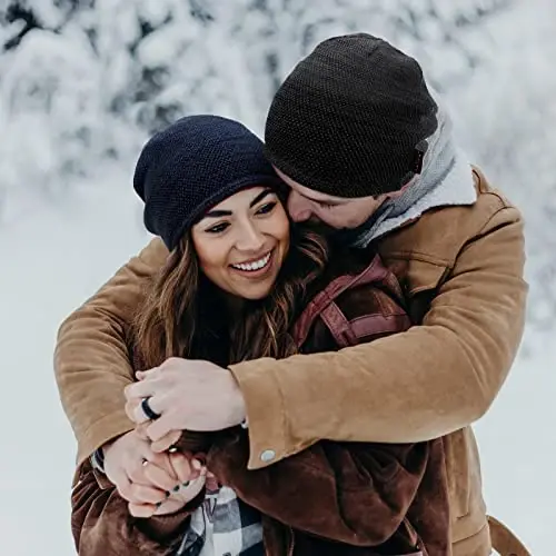 Lvaiz Mens Qishki shapka Issiq jun bilan qoplangan bosh suyagi qalpog'i Erkaklar uchun qaytariladigan ayollar shamolga chidamli soat shapkasi Trikotajli issiq unisex shapka - 6
