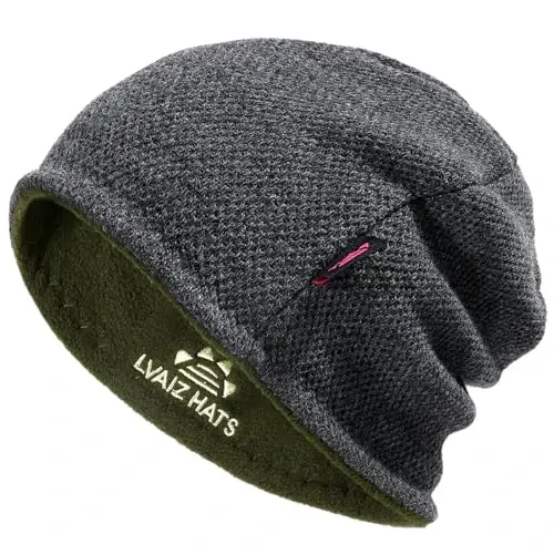 Lvaiz Mens Qishki shapka issiq junli astarli bosh suyagi qopqog'i erkaklar uchun qaytariladigan ayollar shamolga chidamli soat shapka trikotaj issiq unisex shapka - 1
