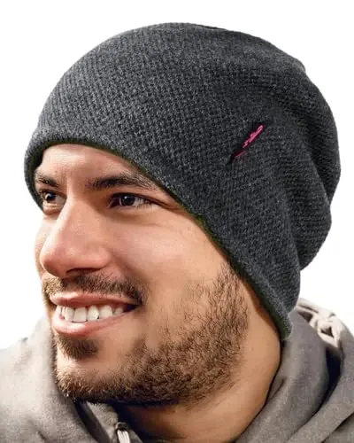 Lvaiz Mens Qishki shapka issiq junli astarli bosh suyagi qopqog'i erkaklar uchun qaytariladigan ayollar shamolga chidamli soat shapka trikotaj issiq unisex shapka - 3